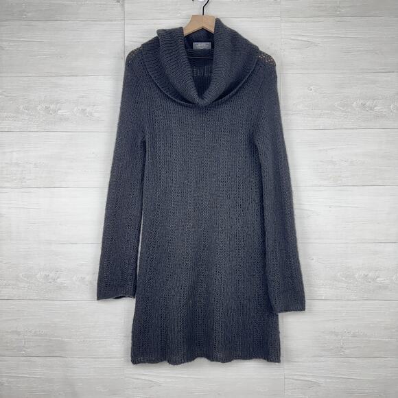 Wooden Ships Sweater Dress Size M / L Gray Cowl Neck Wool Mohair Blend Whimsycal - Picture 2 of 14